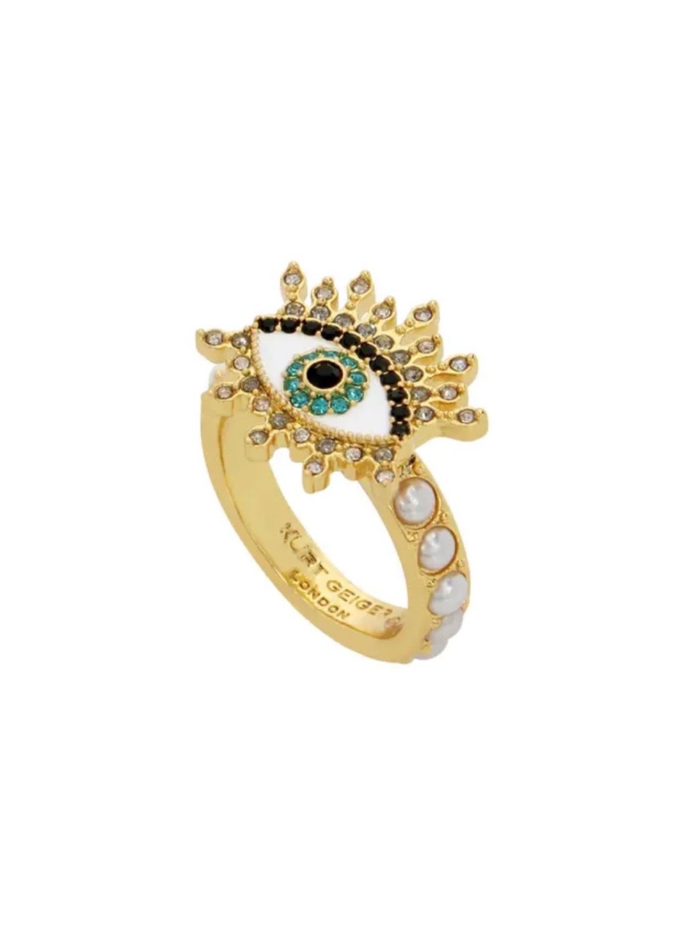 Kurt Geiger London Crystal Evil Eye Cocktail Ring